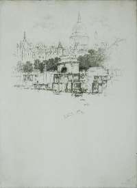 St. Paul's over Temple Stairs - PENNELL