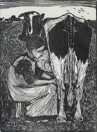 Woman Seated Facing Right, Milking a Cow  (Vrow Zittend naar Rechts, een koe Melkend) -  MANKES
